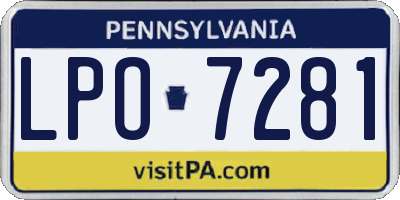 PA license plate LPO7281