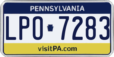 PA license plate LPO7283