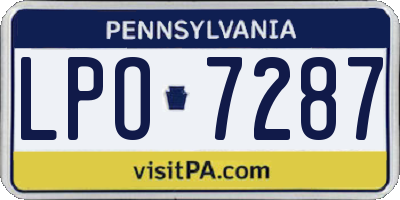PA license plate LPO7287