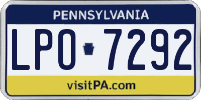 PA license plate LPO7292