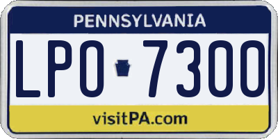 PA license plate LPO7300