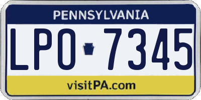PA license plate LPO7345