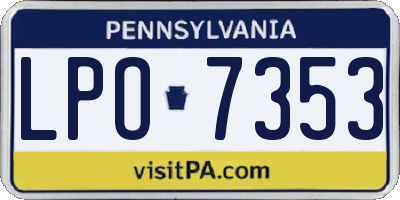 PA license plate LPO7353