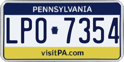 PA license plate LPO7354