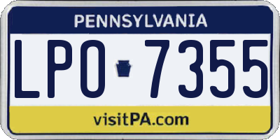PA license plate LPO7355