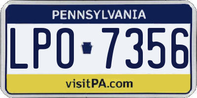 PA license plate LPO7356