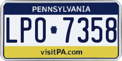 PA license plate LPO7358