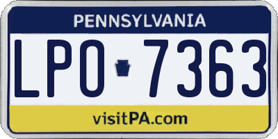 PA license plate LPO7363