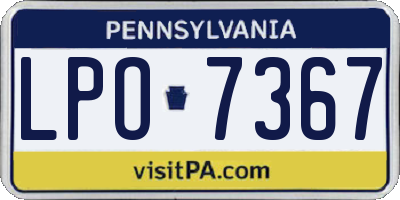 PA license plate LPO7367