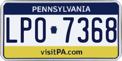PA license plate LPO7368