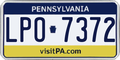 PA license plate LPO7372