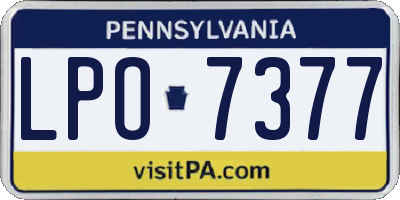 PA license plate LPO7377