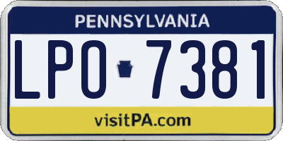 PA license plate LPO7381
