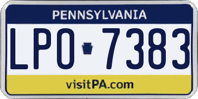 PA license plate LPO7383