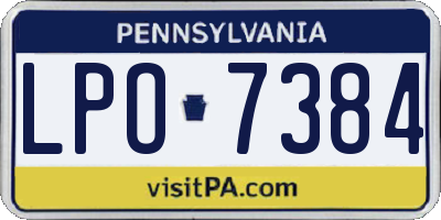 PA license plate LPO7384