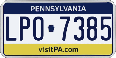 PA license plate LPO7385