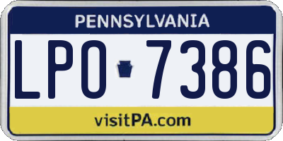 PA license plate LPO7386
