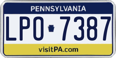 PA license plate LPO7387
