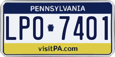 PA license plate LPO7401