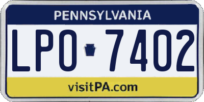 PA license plate LPO7402