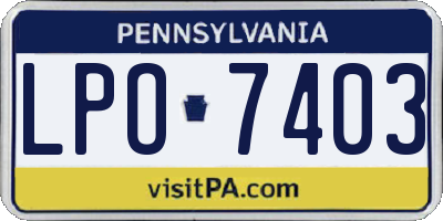 PA license plate LPO7403