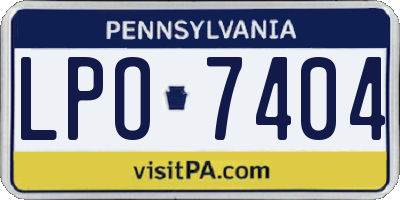 PA license plate LPO7404