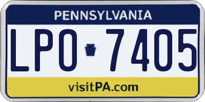 PA license plate LPO7405
