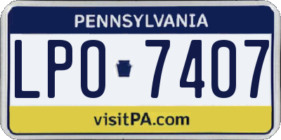 PA license plate LPO7407