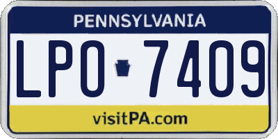 PA license plate LPO7409
