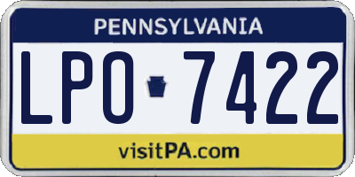 PA license plate LPO7422