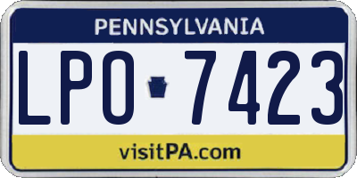 PA license plate LPO7423