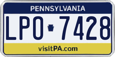 PA license plate LPO7428