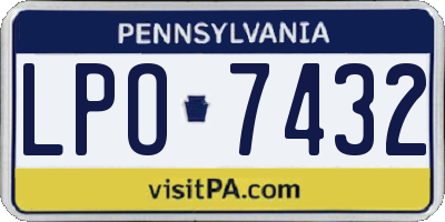 PA license plate LPO7432