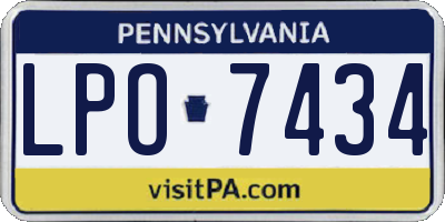 PA license plate LPO7434