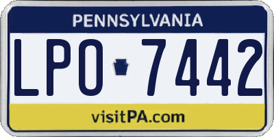 PA license plate LPO7442