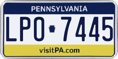 PA license plate LPO7445