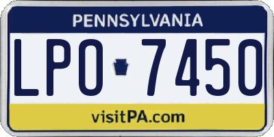 PA license plate LPO7450