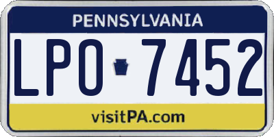 PA license plate LPO7452