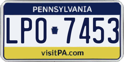 PA license plate LPO7453