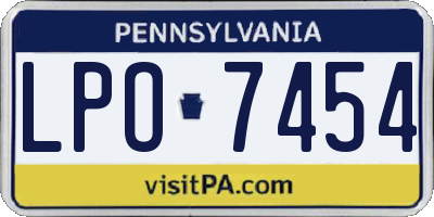 PA license plate LPO7454
