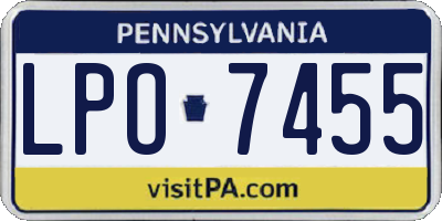 PA license plate LPO7455