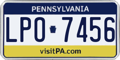 PA license plate LPO7456
