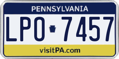PA license plate LPO7457