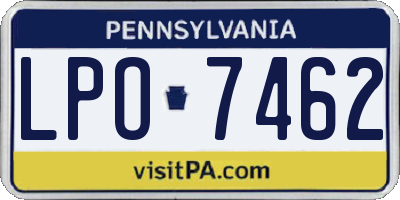 PA license plate LPO7462