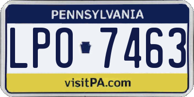 PA license plate LPO7463