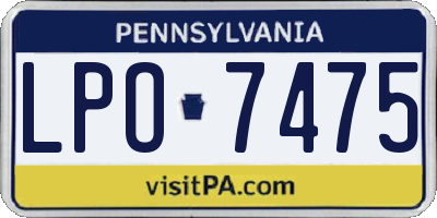 PA license plate LPO7475