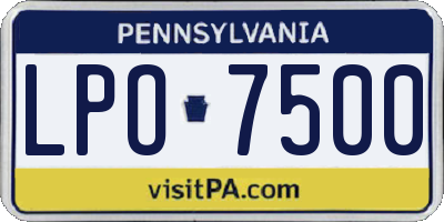 PA license plate LPO7500