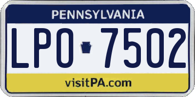 PA license plate LPO7502