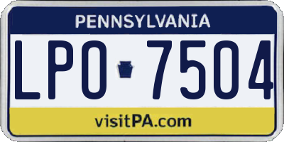 PA license plate LPO7504