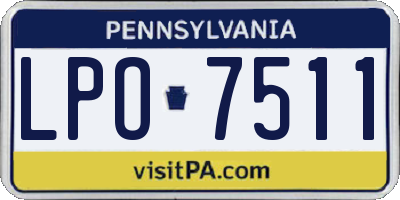 PA license plate LPO7511